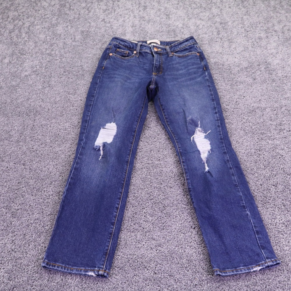 Universal Thread Jeans Womens 4/27R Blue High Rise Slim Straight Distressed
